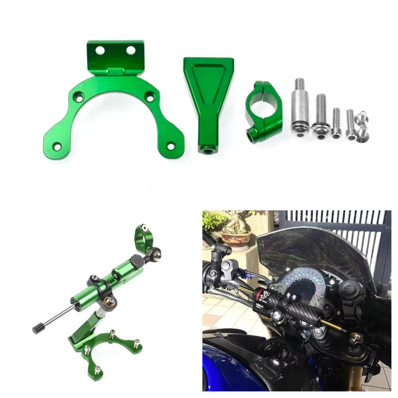 Steering Damper Stabilizer Kit Cnc - ファイバーカーボンステアリングダンパースタビライザーオートバイカワサキ Z900 Z 900 ダンパーマウントブラケットサポートキット 2017